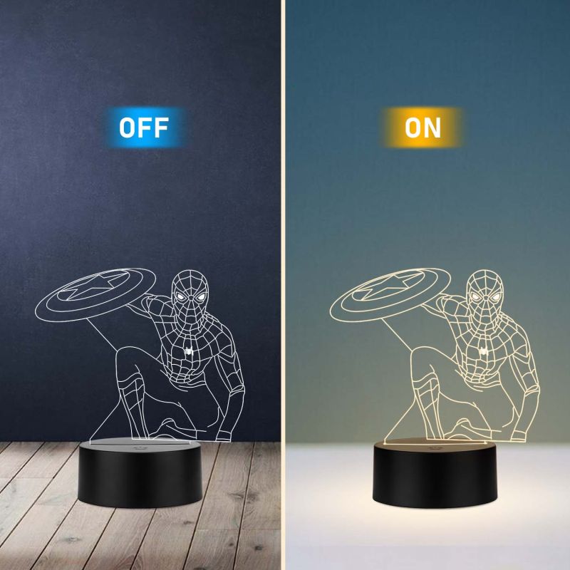 spiderman457 3D Illusion Night lamp with Warm White Gift for Kids Bedroom